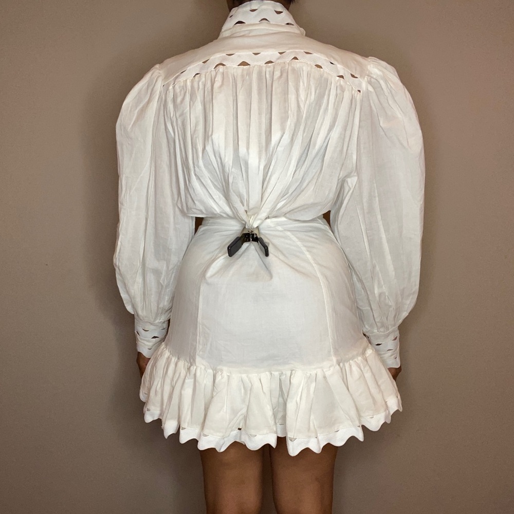 Egg Shell Colored Long Sleeve Dress - Picture 4 of 5